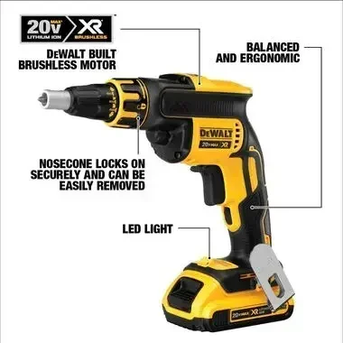 DEWALT DCF620 Brushless Cordless Drywall Screwgun 20V Lithium Power Tools With DCF6202 Collated Drywall Screw Gun Attachment