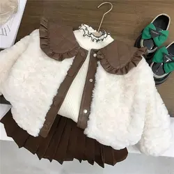Coats Winter New Girls Children Clothing Versatile Furs Cotton Fashion Outerwea Warm