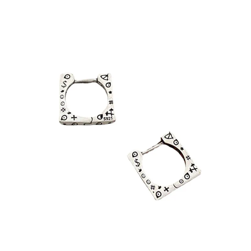 

Earrings, women's silver plated square symbols, trendy, personalized, fashionable jewelry, couple gifts