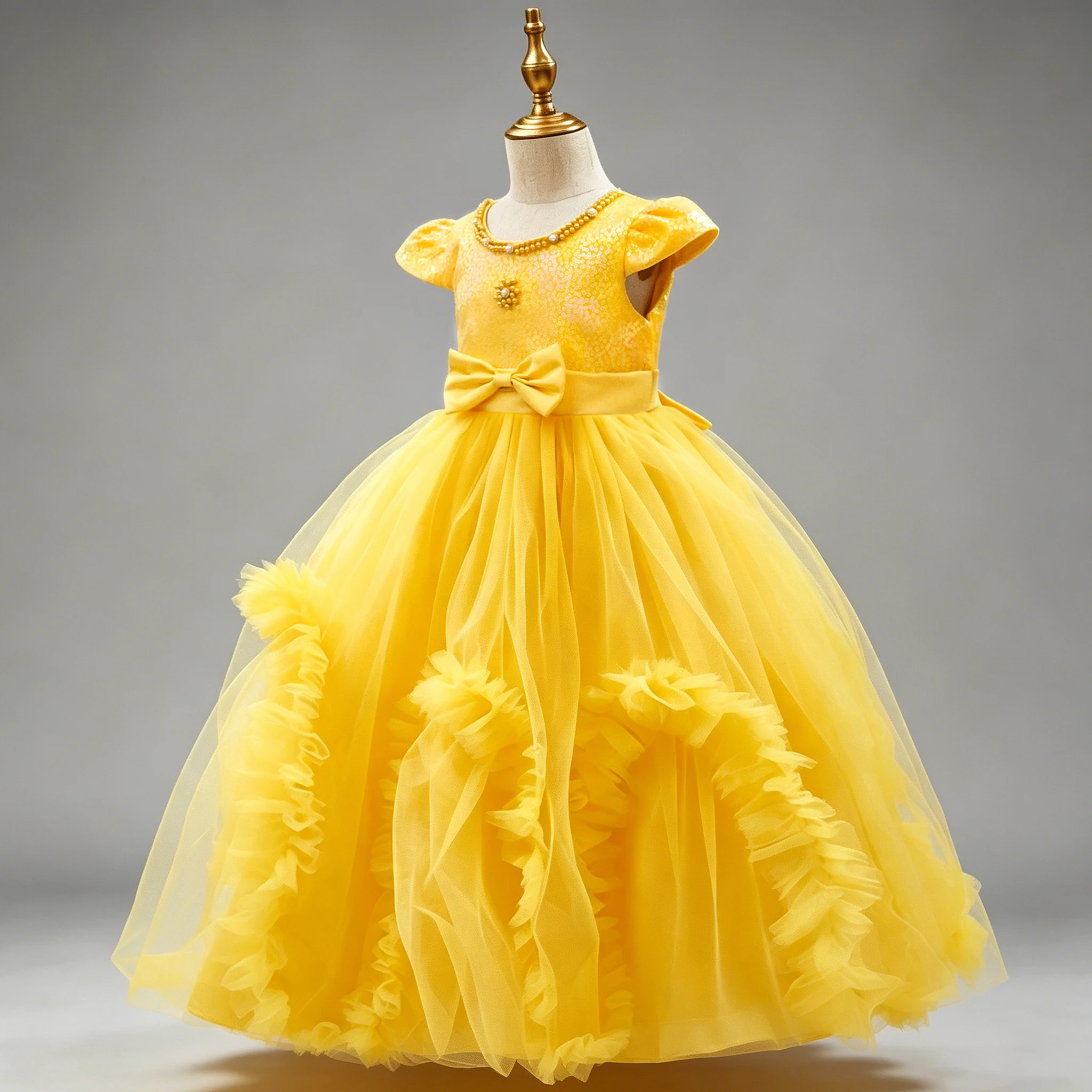 New Flower Girl Dresses For Weddings Fashion Lace Sequin Princess Birthday Party Dress Elegant First Communion For kid 4-14Years view 2