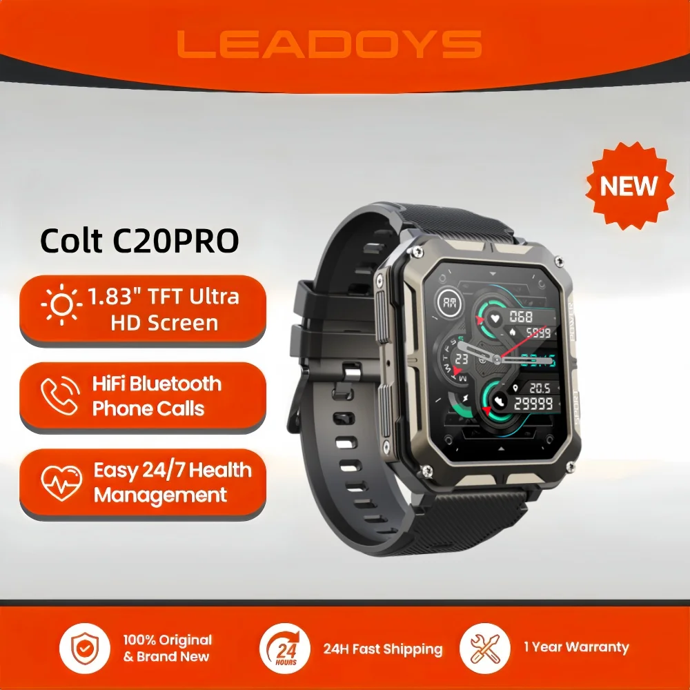 

Leadoys Military-Grade Outdoor Smart Watch with TFT Screen Compass Siri Voice Sports Tracking And Bluetooth Call Capabilitie