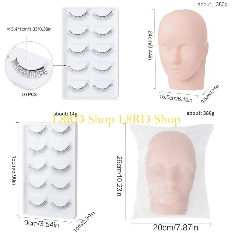 L8RD MANNequin Head Eyelash Extension Practice Fanez silicona pez silicona Cabeza maniquí