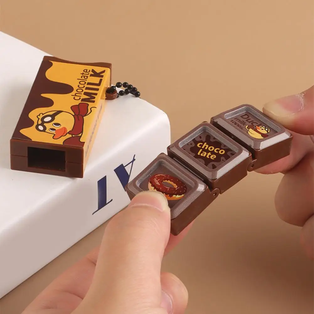 Simulated Chocolate Fidget Toy Stress Style Bendable Snap Stress Relief Keychain Pendant Creative Gift