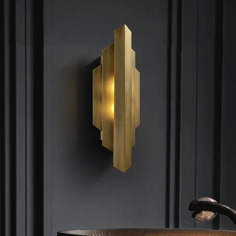 

Retro decoration all copper wall lamp, postmodern living room background wall lamp, high-end luxury art lamp YX697TB