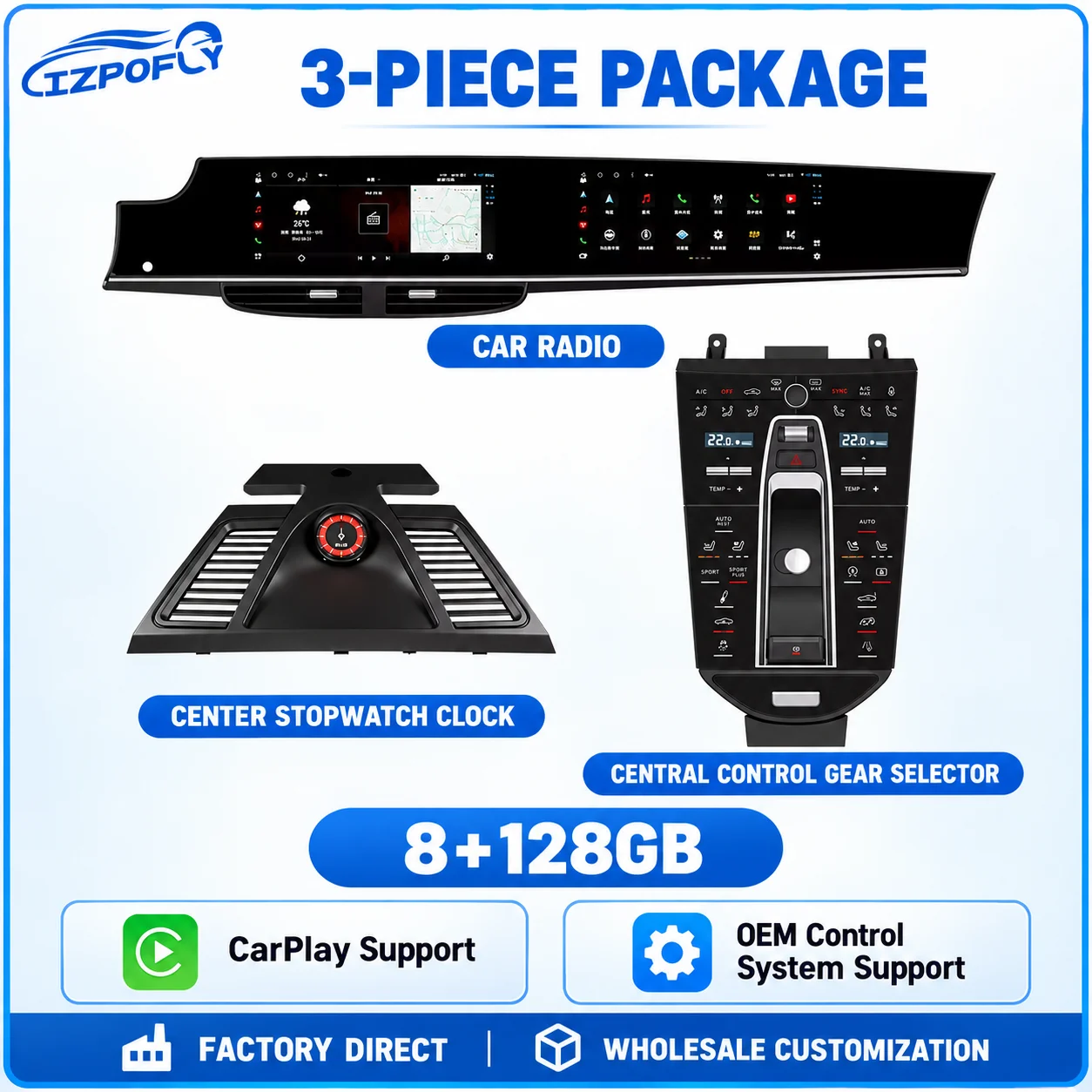 Lizpofly combo Car radio Dual Screen For Porsche Panamera 2010-2016 CarPlay DSP LCD Digital Cluster Center Console Panel