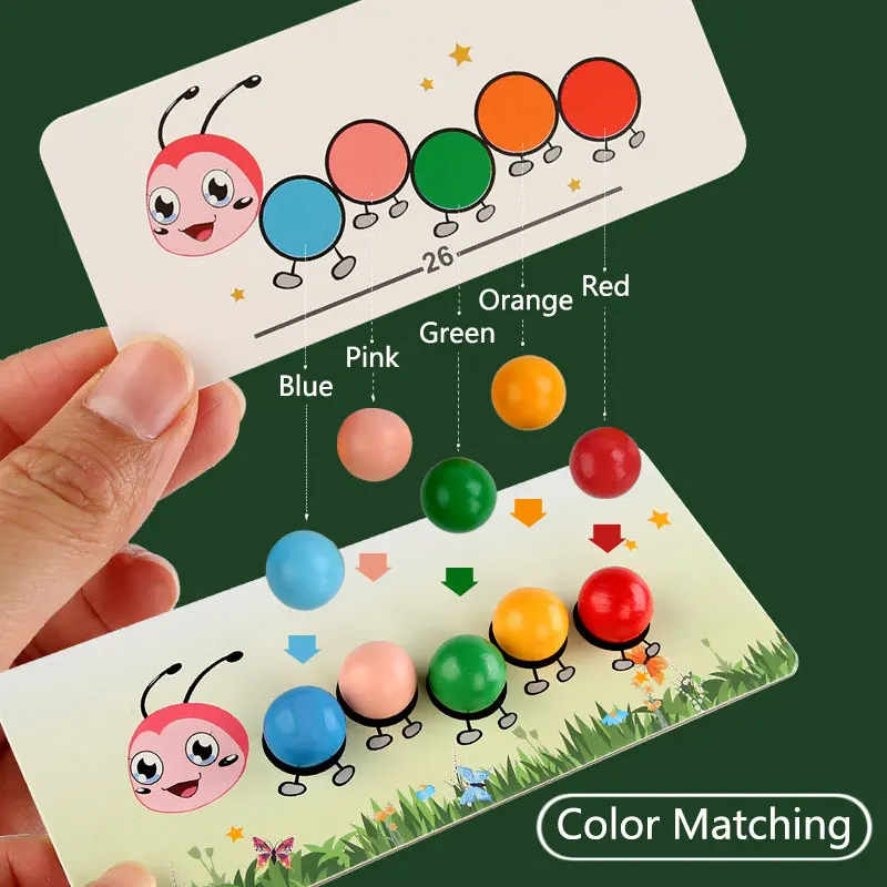 Wooden Clip Beads Games Color Matching Parish Learning Set Fine Movement Training Educational Toys For Children