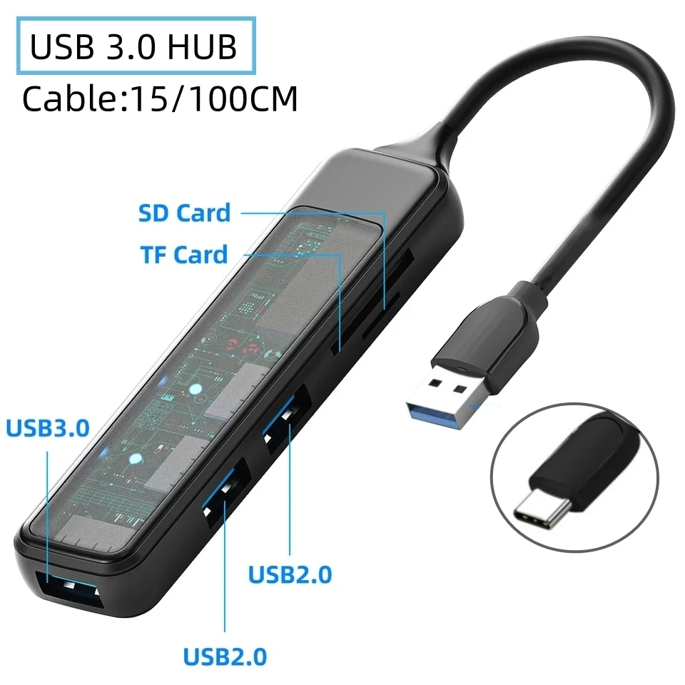 

Multi USB 3.0 HUB USB C HUB Type C Splitter Portable USB 3 Hab With SD TF Card Reader Port Adapter Expander Laptop Accessories