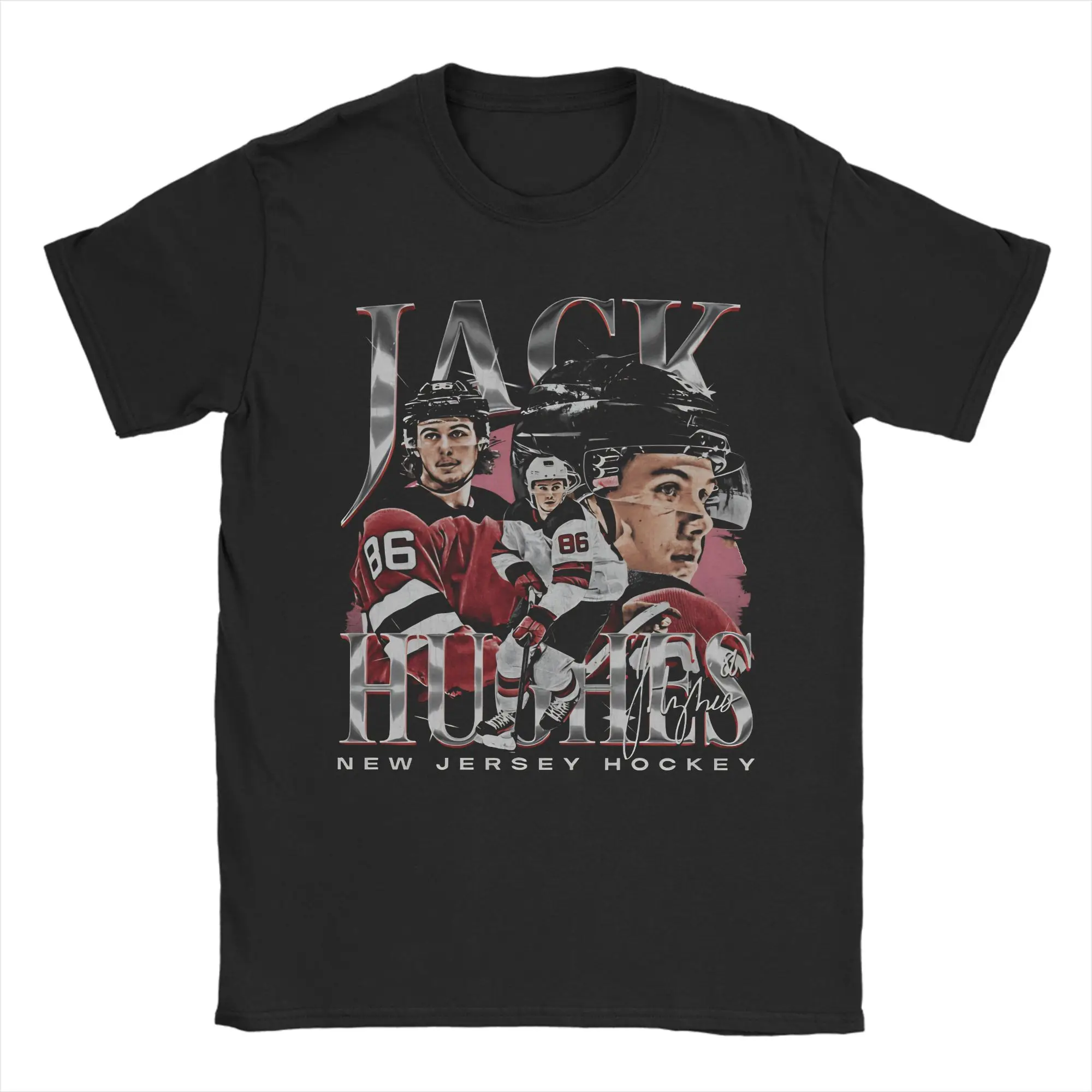 Men T-Shirts Jack Hughes New Jersey Vintage Humor 100% Cotton Tee Shirt Short Sleeve  T Shirts Round Neck Tops Gift Idea