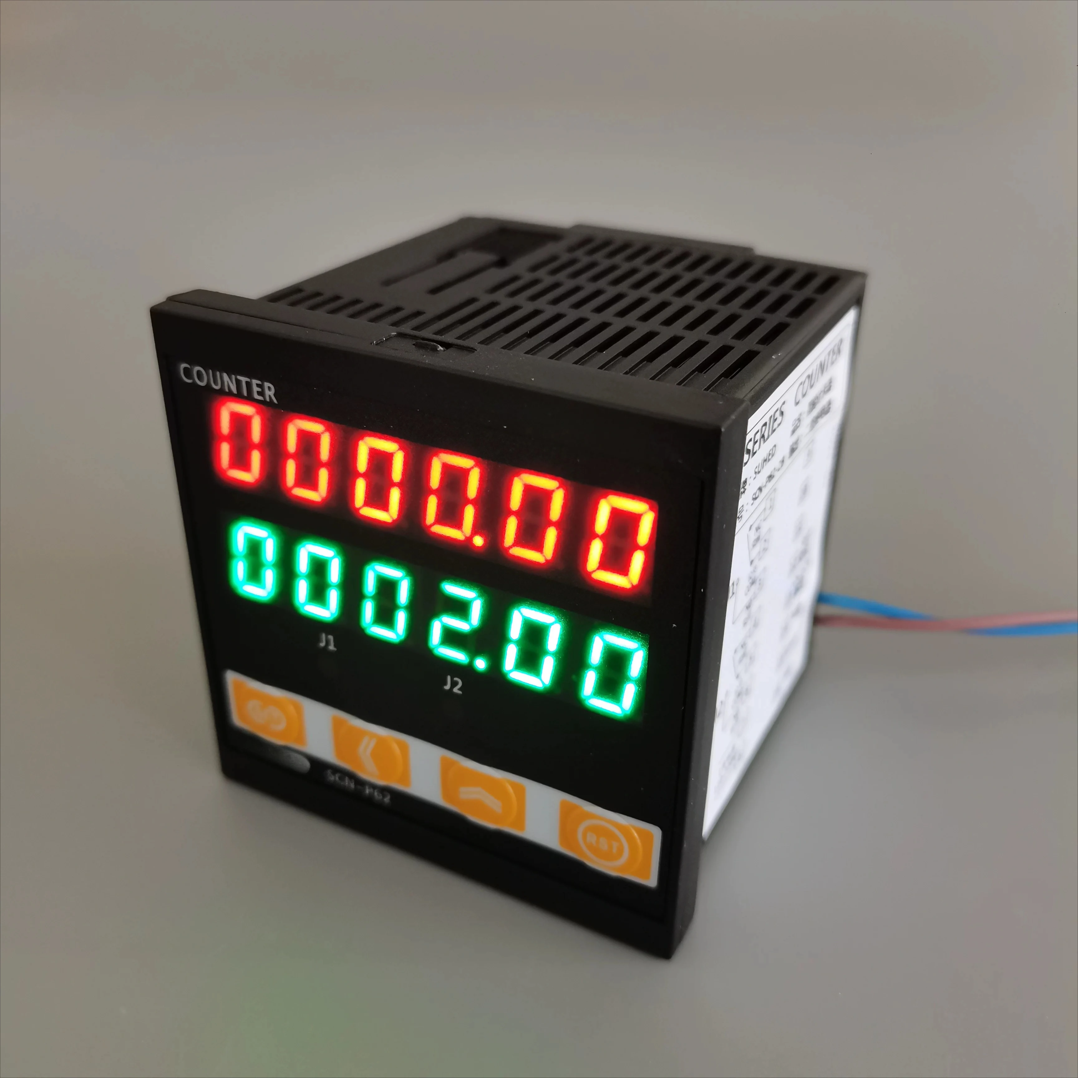 Dual Display Digital Preset Meter Counter Roller‑Type Electronic Length Measuring Counter with Relay Alarm Output