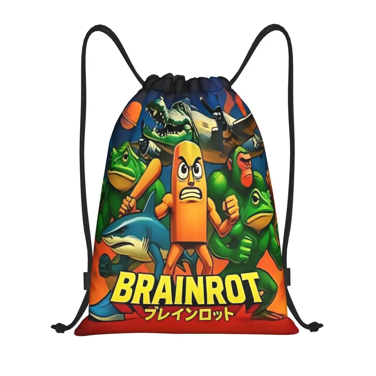 

Italian Brainrot Meme Funny Kids Drawstring Backpack Sports Gym Bag String Sackpack for Hiking