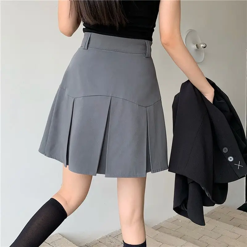 

Юбки женские дизайнерские со складками модные элегантные простые для отдыха летние студенческие элегантные повседневные трапециевидные формы универсальные корейский стиль с высокой талией