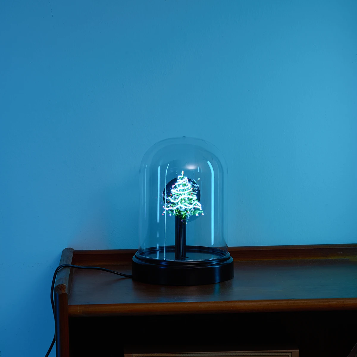 جهاز عرض مروحة ثلاثية الأبعاد ثلاثي الأبعاد مع شاشة LED وغطاء، دوار فيديو ثلاثي الأبعاد محمول مقاس 14 سم لحفلات العطلات والهالوين والكري #4