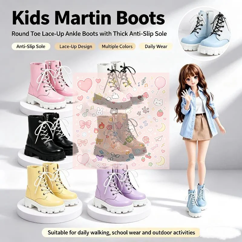 1 Pair 1/8 Doll Shoes Accessories Ob22 Plastic Shoes Cool High Ankle Boots For 1/8  Doll Ymy22 P20 Doll