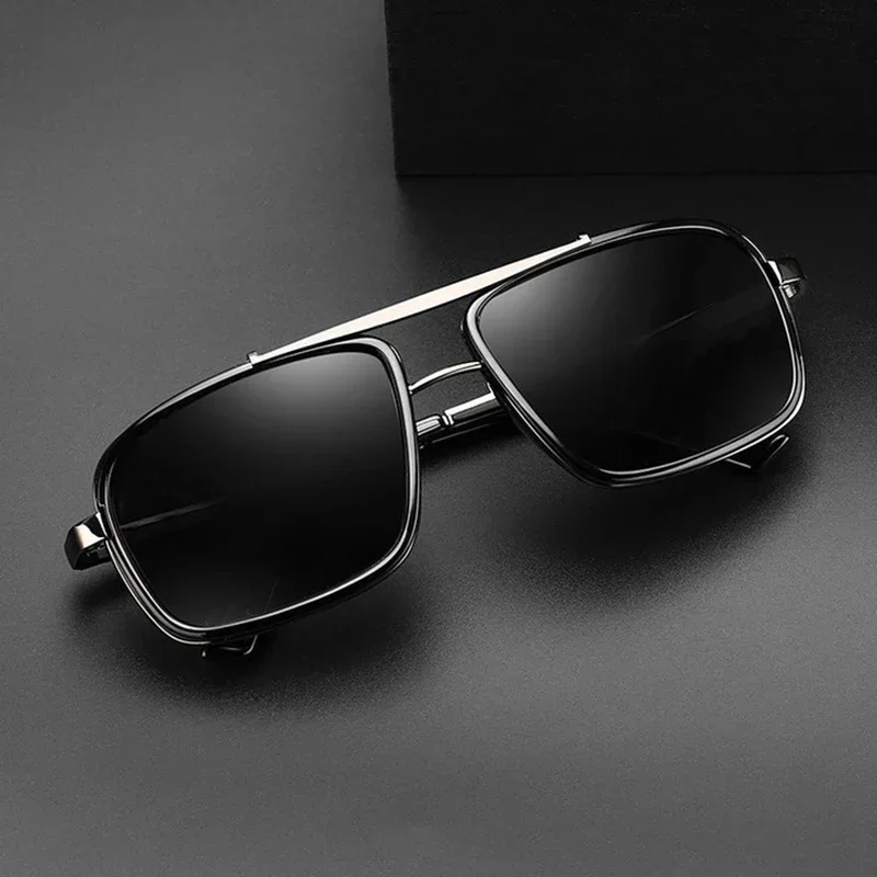 1PCS Luxury Rectangle Men's Sunglasses Retro Metal Steam Punk Sun Glasses Male Classic Outdoor Driving Shades Summer Glasses