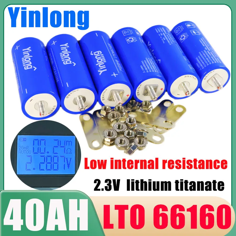 Bateria De Titanato De Lítio Original Yinlong-Armazenamento De Energia Solar, Bateria De Áudio Do Carro, Tax Free, DIY, Descarga 10c, 2.3V, 40Ah, 12V, 24V