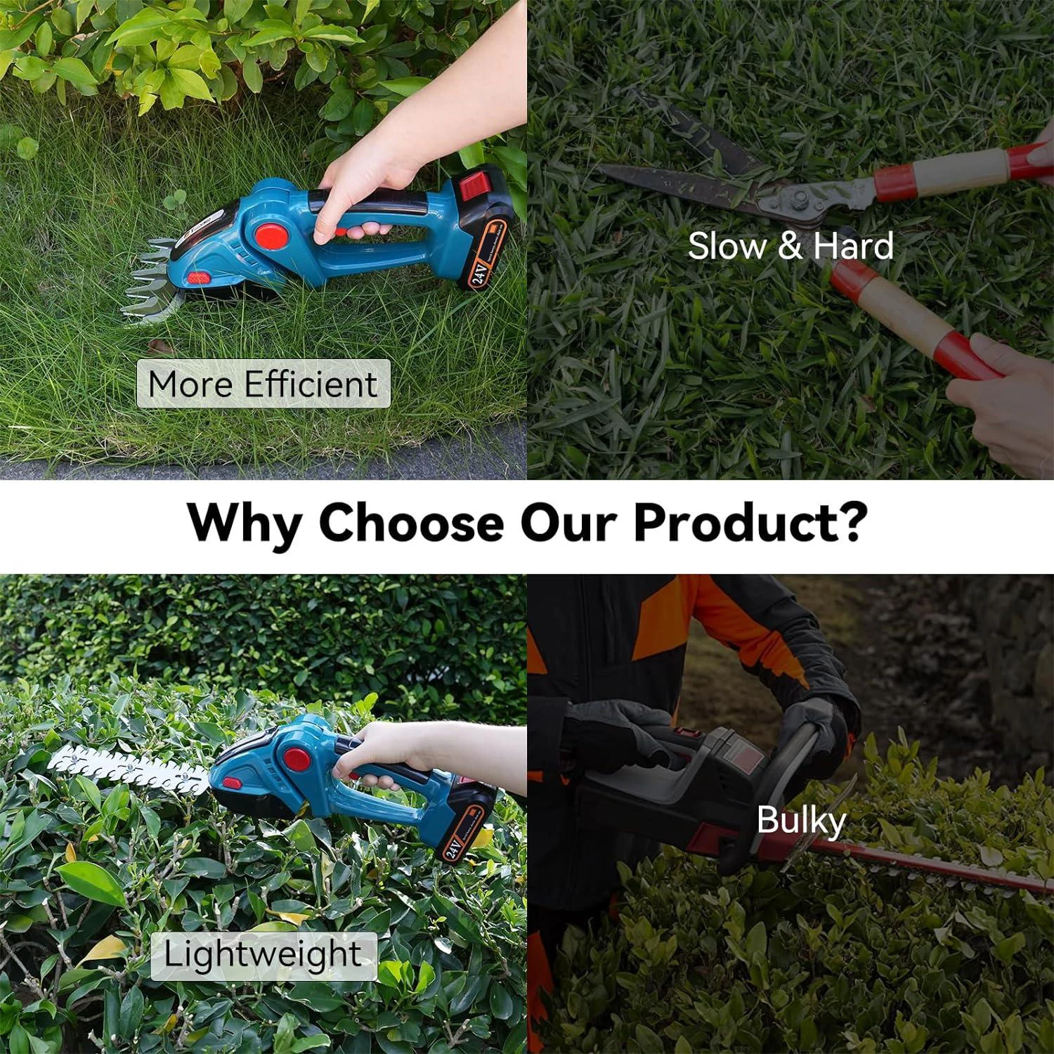 2-in-1 200MM Elektrische Heckenschere Handgeführter Rasenmäher Gartenschere Elektrowerkzeug für Makita 18V Akku – Detail 6