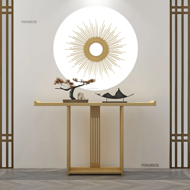 

New Chinese Solid Wood Console Tables Simple Living Room Entrance Console Corridor Decoration Narrow Porch Table Home Furniture