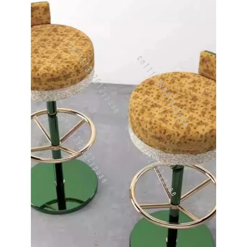 Light Luxury Style Metal Bar Chair, Height Bar Stool Seat Suitable for Bar, Cafe, Reception Front Desk