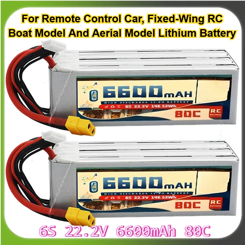 

6S 22.2V 6600mAh 80C Rechargeable Batteries for Remote Control Car, Fixed-Wing RC Boat Model And Aerial Model Lithium Battery