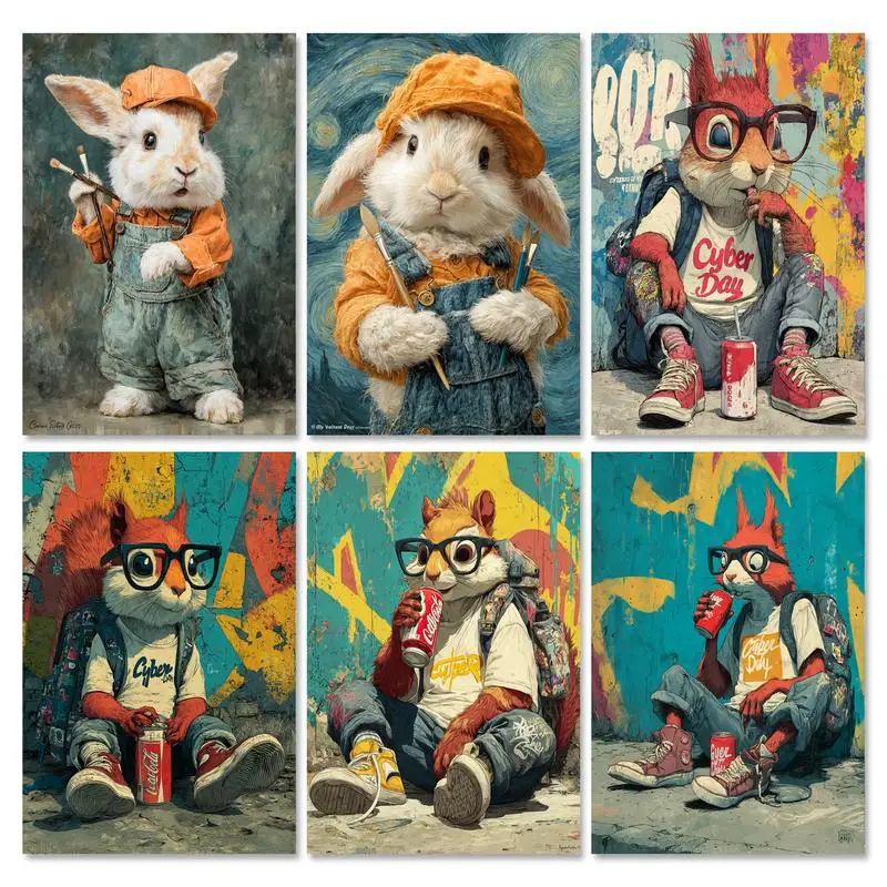 

RUOPOTY Animal Diy Painting By Numbers Kits Rabbit Handpainted Acrylic Painting On Canvas Diy Ideas Crafts For Home Decors
