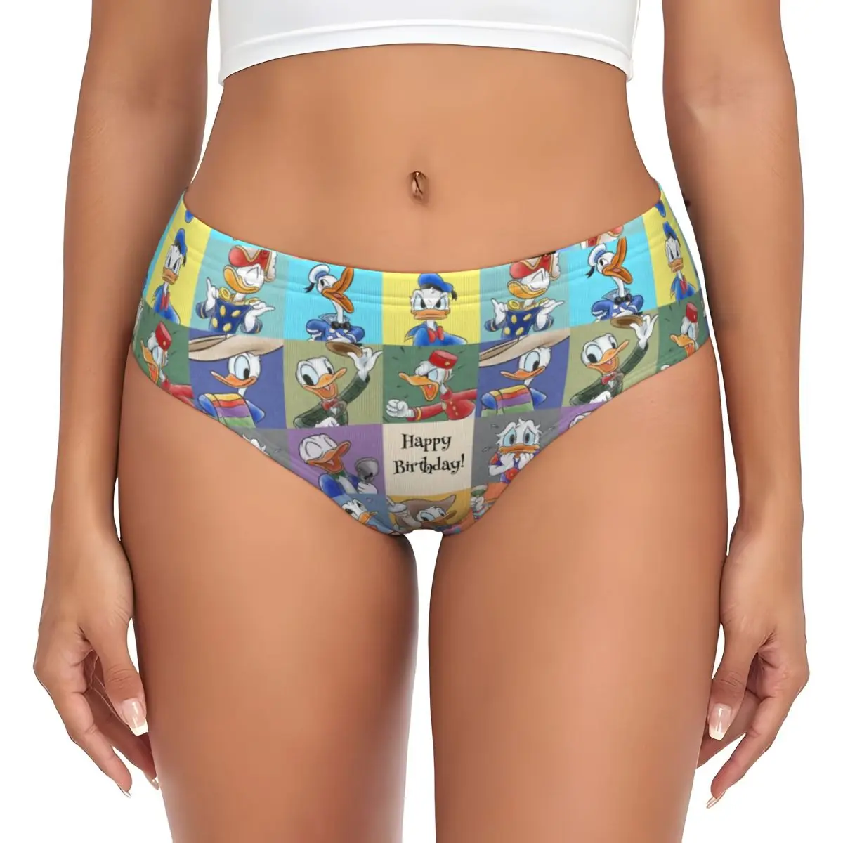 

Custom Donald Duck Happy Birthday Brief Panties Women's Comfort Stretch Underwear