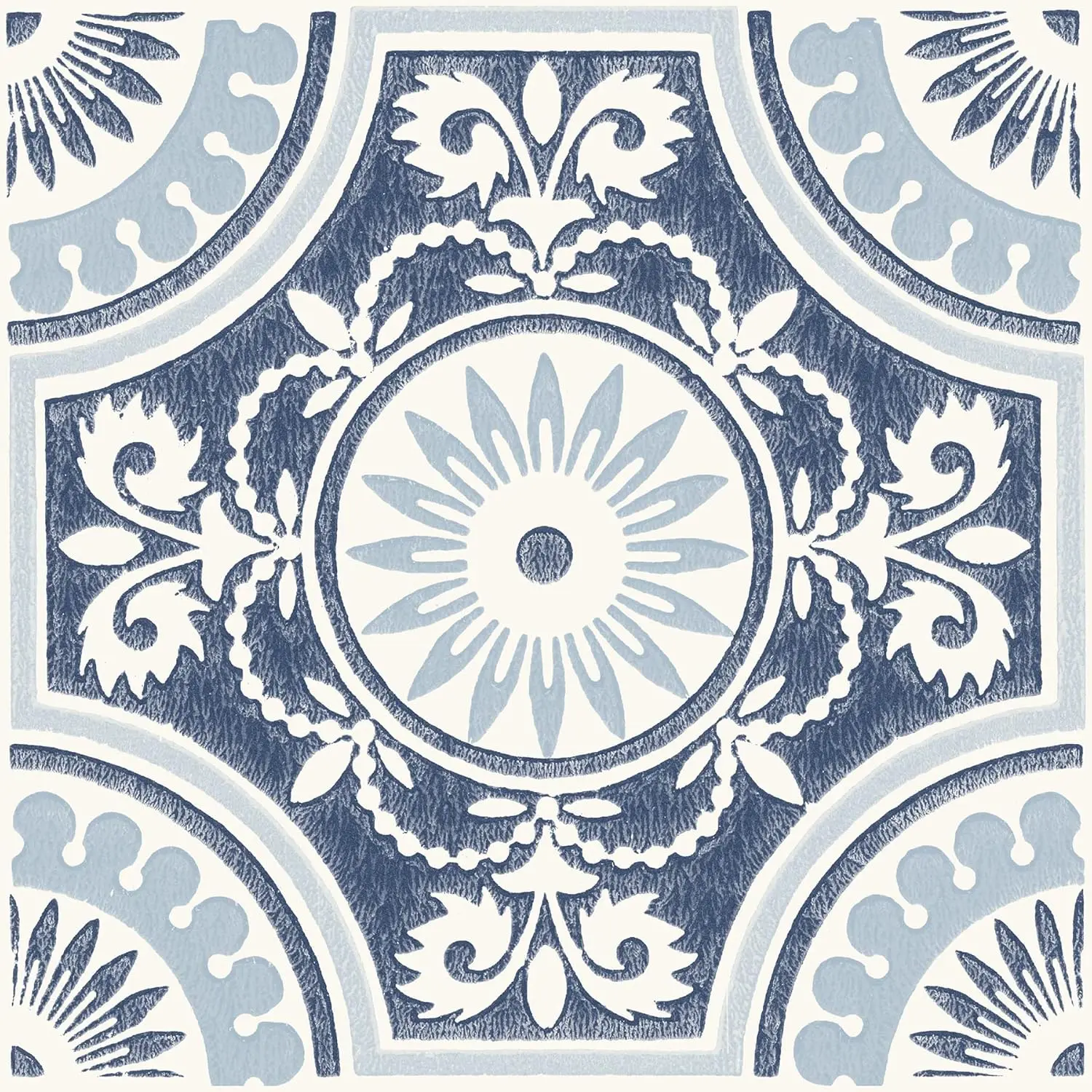 

Blue Art Deco Peel & Stick Vinyl Floor Tiles, 12x12 Inches, 10 Pack Covers 10 sq.ft.