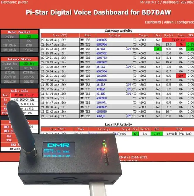 Imagem -06 - Estação de Rádio Mmdvm Hotspot Spot Modem de Voz Digital Wi-fi Suporta Nxdn Pocsag P25 Ysf Dstar C4fm Dmr Pronto para Qso