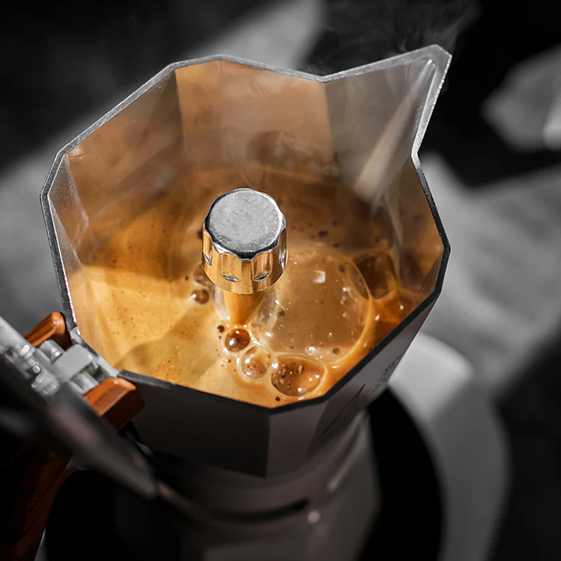 Classic aluminum coffee machine 2 cups temperature controlled double valve stove