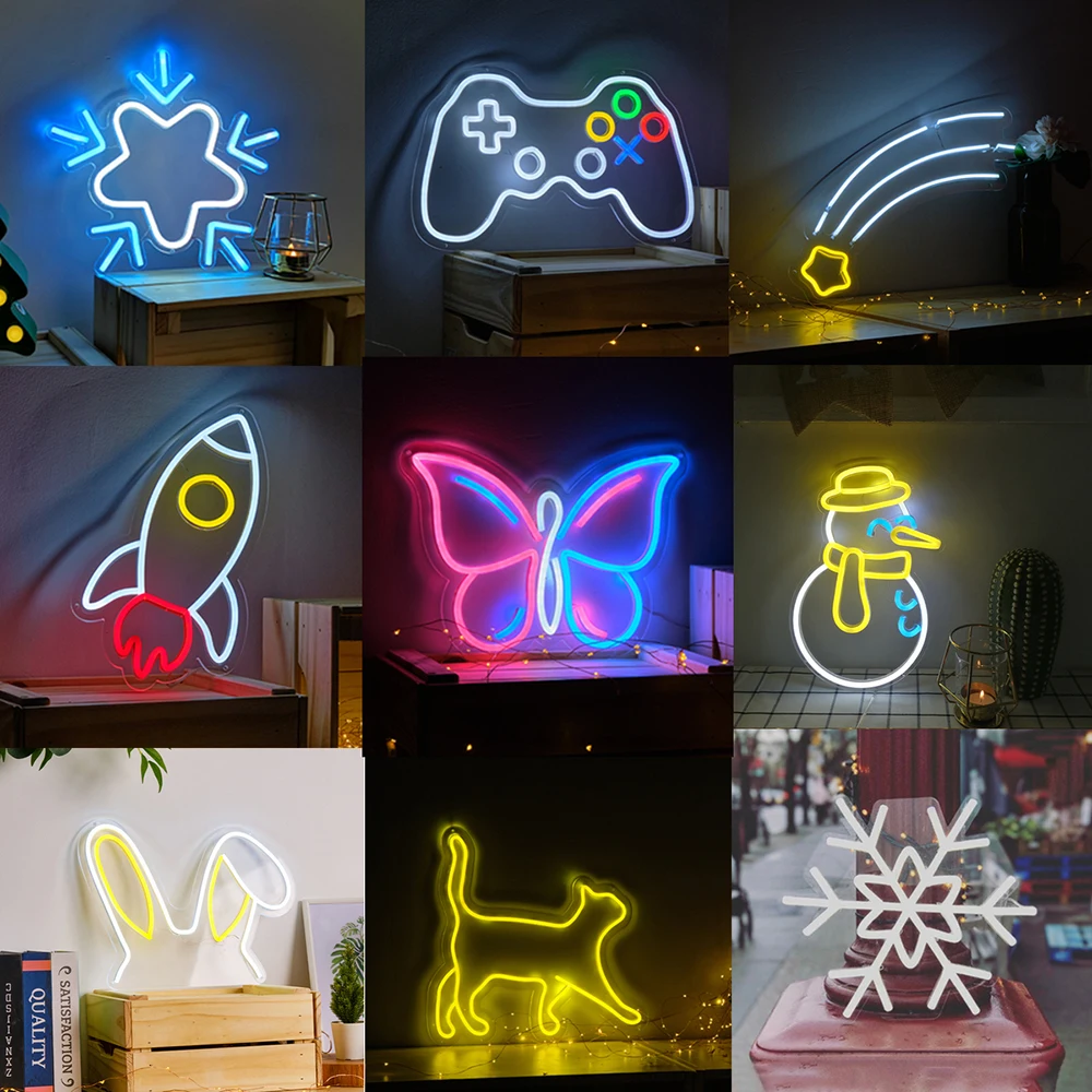 

Creative Bar Led Neon Lamp 5V USB Powered Led Signs Rocket Butterfly Game Console Kawaii Room Decor for Bedroom Restaurant Home