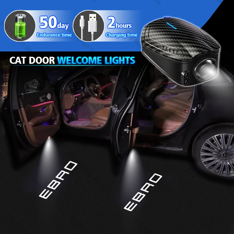 

2pcs USB Rechargeable Car Door HD LED Lamps Projector Courtesy Welcome Lights For EBRO S400 EBRO S700 EBRO S800 2025 Accessories