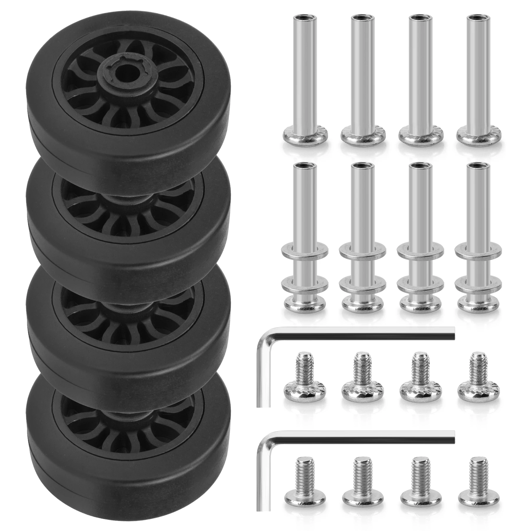 

4PCS Black Luggage Wheel Replacement with Screw for Travel Luggage Suitcase Wheels Axles Repair Kit Dia 50mm Caster Wheel Repair