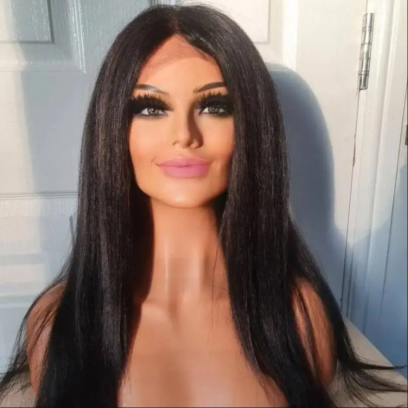 

28" Soft Black Wave 5x5 Silk Base Long Straight Glueless Jewish Human Hair Wig With Baby Hair HD Lace European Hair Preplucked