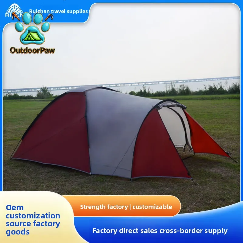 Outdoor camping tent for 3-4 people, quick-opening portable foldable double-layer camping tent, sun protection and rain protecti