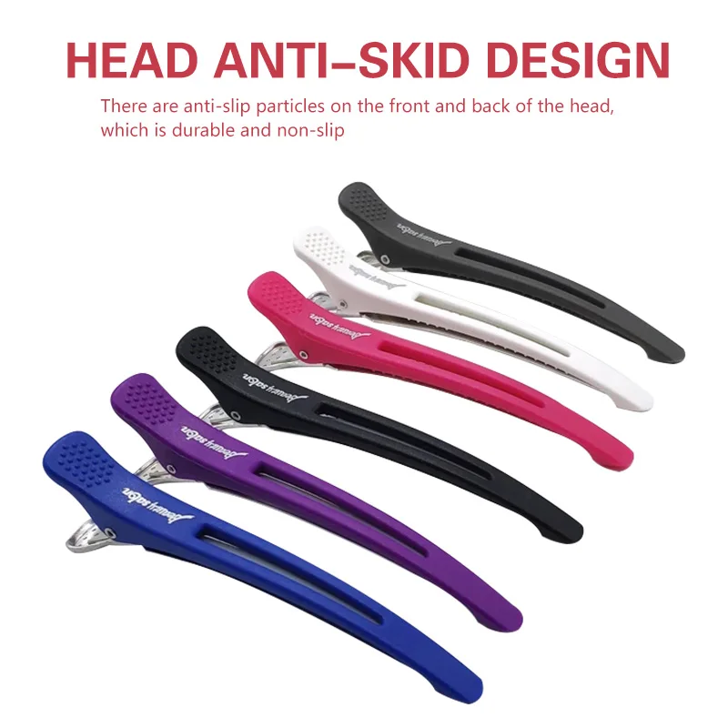 6Pcs/set Plastic Duck Bill Hair Clips for Sectioning Hair - Professional Non Slip Silicone band Clips Salon Hairpins