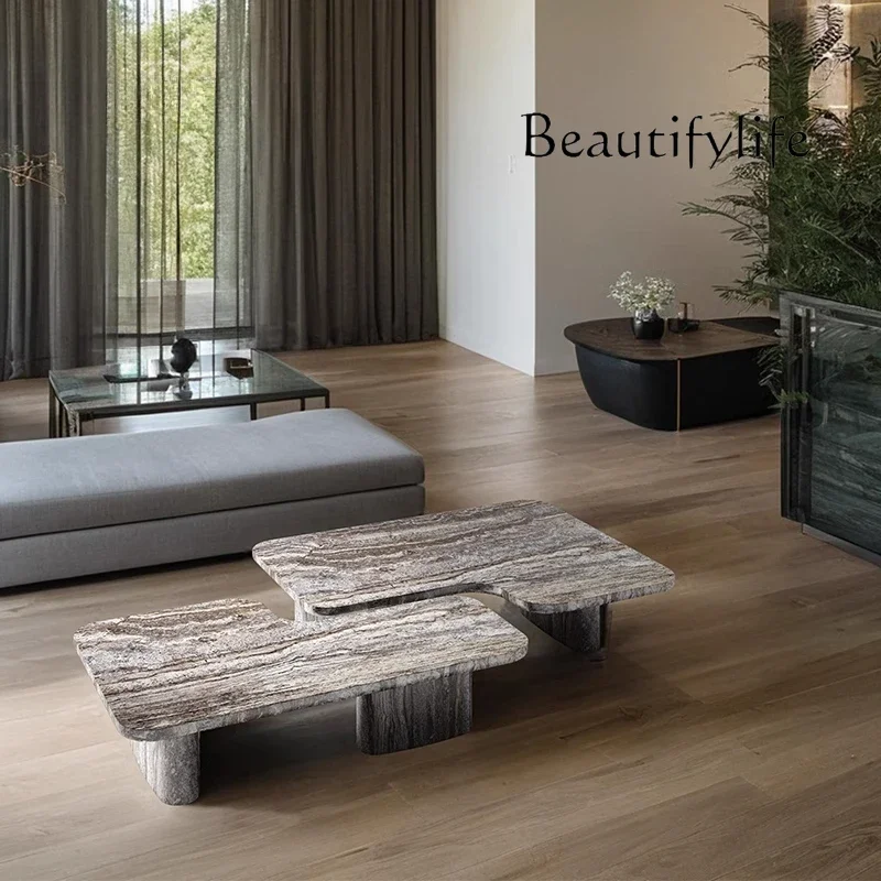 X Natural Marble Coffee Table Living Room Light Luxury High-end Home Creative Splicing Luxury Stone Coffee Table Combination