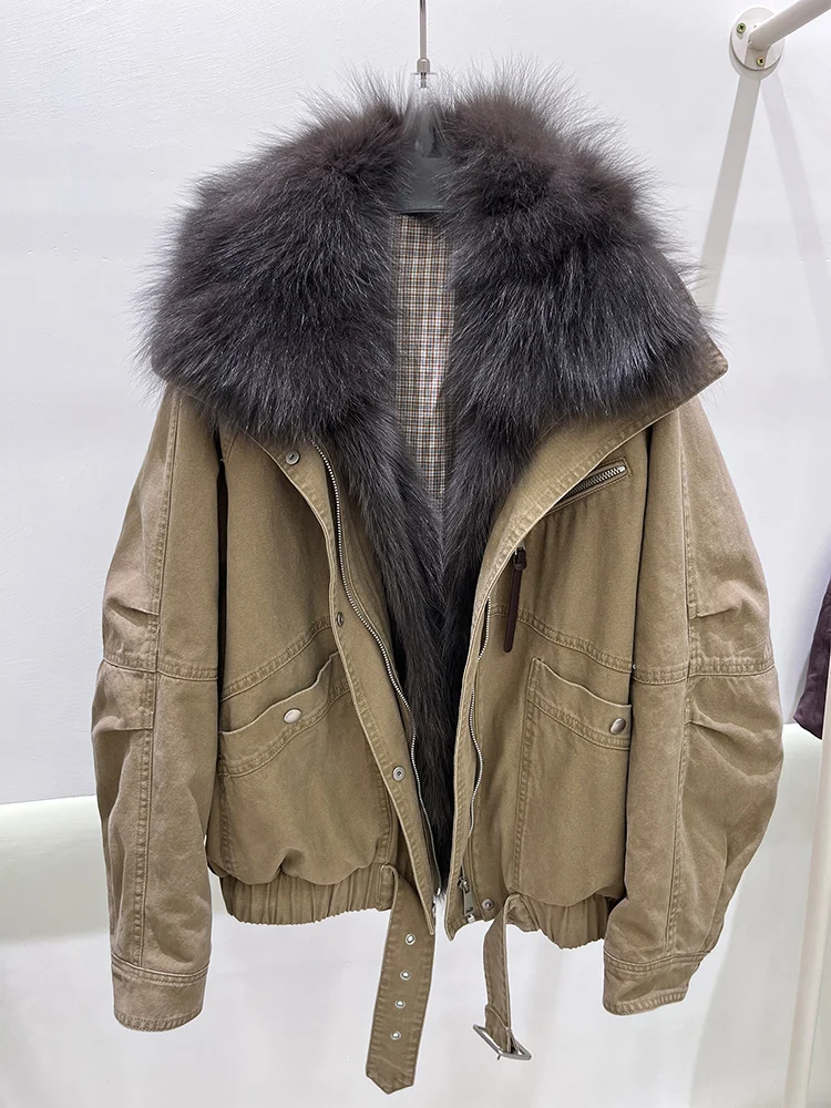 

Fashion 2025Winter Warm Goose Down Parka Jackets Natural Real Fox Collar Women Puffer Jackets Thick Female Casual Coats Outwear