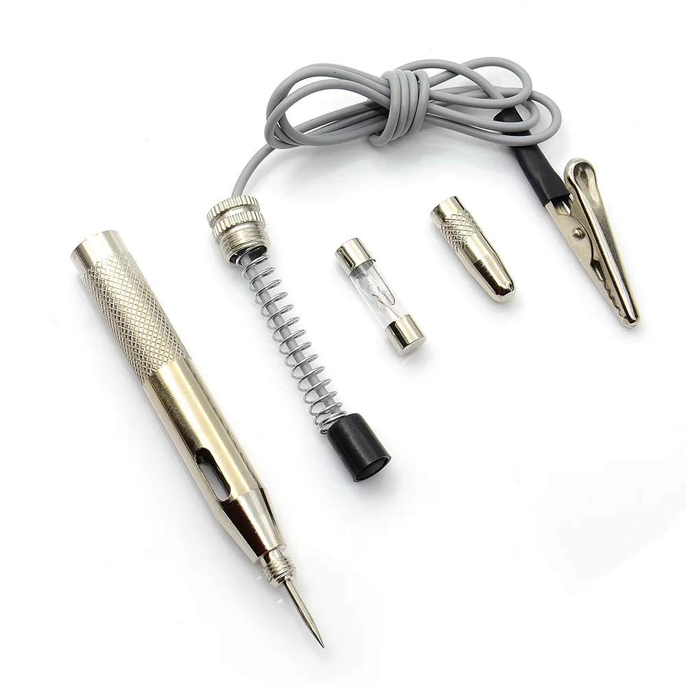 Car Motorcycle Auto Light Circuit Fuse Lamp Voltage Tester Test Probe Pen Pencil DC 6V/12V/24V Cable And Clip Circuit Tester