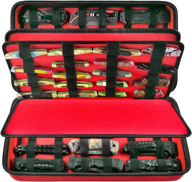 CASE ONLY)Knife Display Case for 66+ Pocket Knives. Folding Holder,  Butterfly Storage Organizer, Knives Roll Collection Pouch - AliExpress, image size:640x608