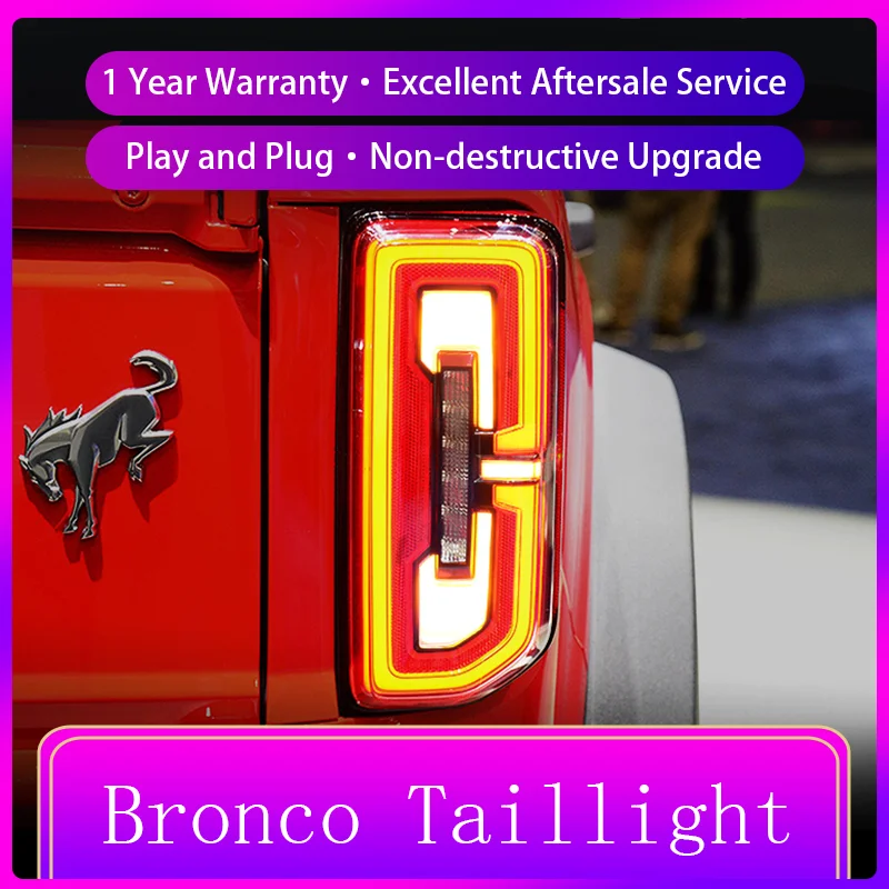 Car Styling For Ford Bronco 2020-2022 Rear Lamp DRL Taillight Turn Signal Highlight Dynamic LED Reverse Auto Accessories