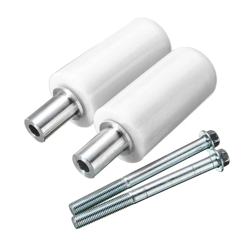 

2Pcs Motorcycle Body Frame Sliders White Premium Aluminum Falling Protection Kit Anti Crash Stick Motorcycle Falling Protector
