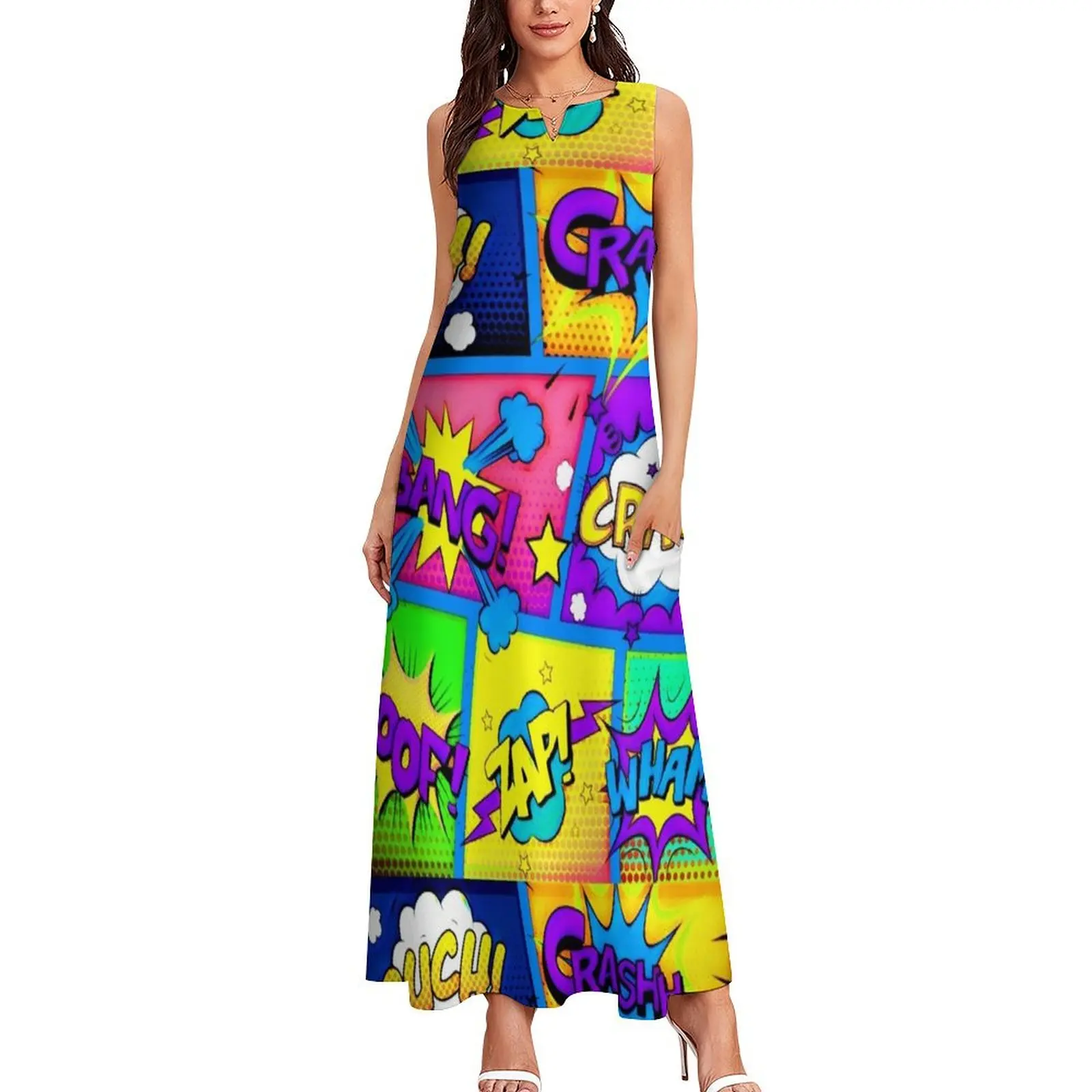 Colorful Comic Book Panels Long Dress dress women summer dresses for womens sexy dress women formal occasion dresses