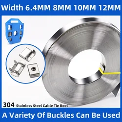 Cable Tie Reel 304 Stainless Steel Strapping Metal Tie Width 6.4/8/10/12mm Utility Pole Hoop Sign Board Packing Pipeline Marine
