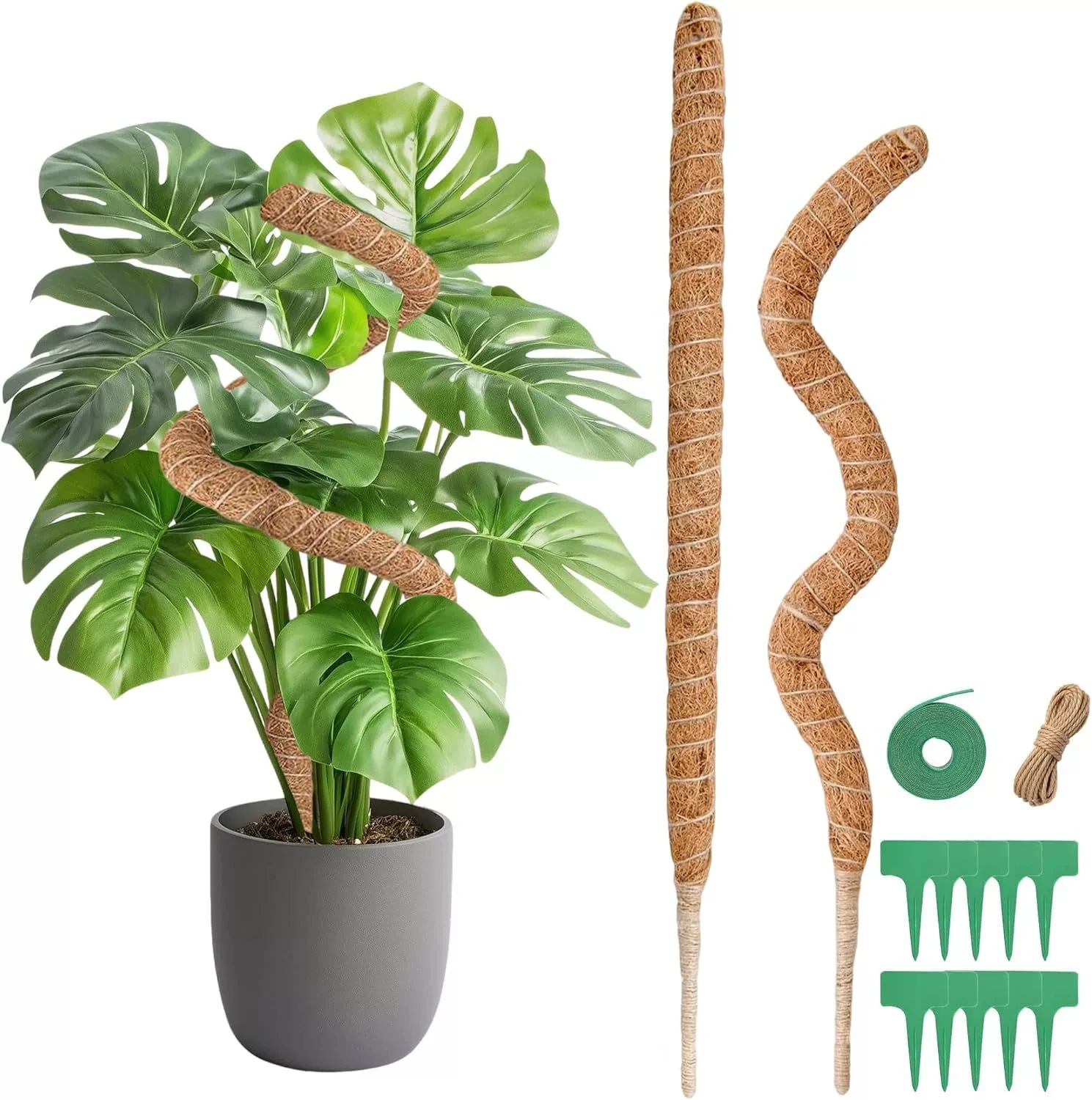 1 poste de musgo flexible para plantas, postes de musgo para plantas trepadoras |   Soporte para Plantas de Monstera de Fibra de Coco |   Coco Hecho a Mano