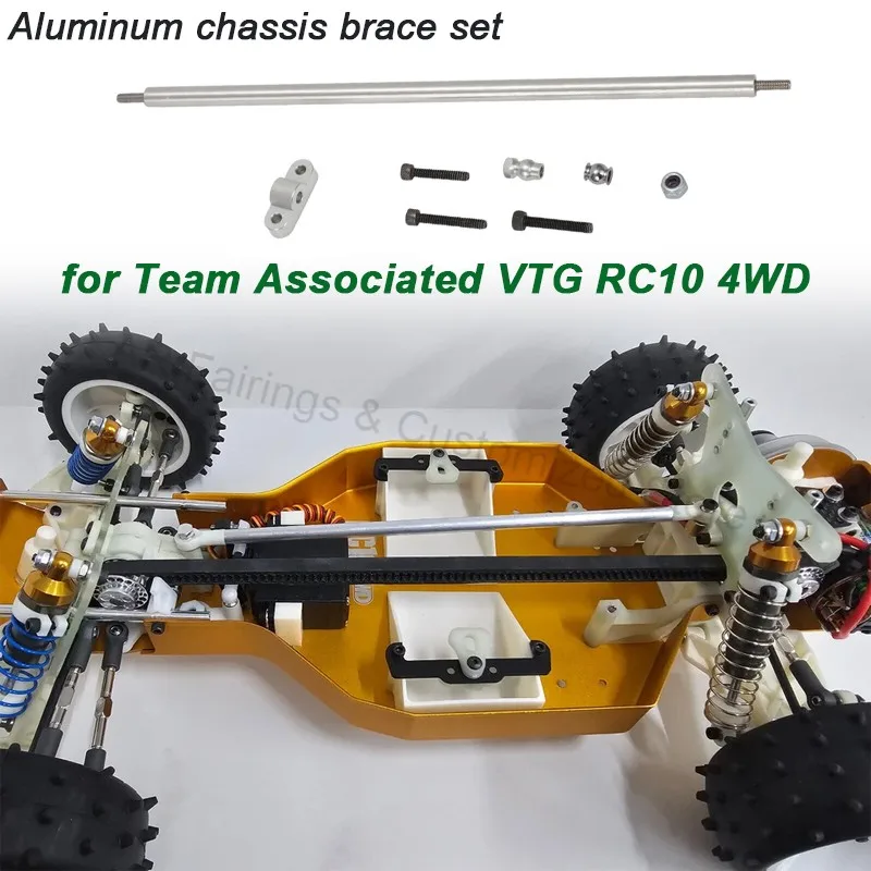 Para Team Associated VTG RC10 4WD, juego de refuerzos de chasis de aluminio, corrección del problema de saltos de correa