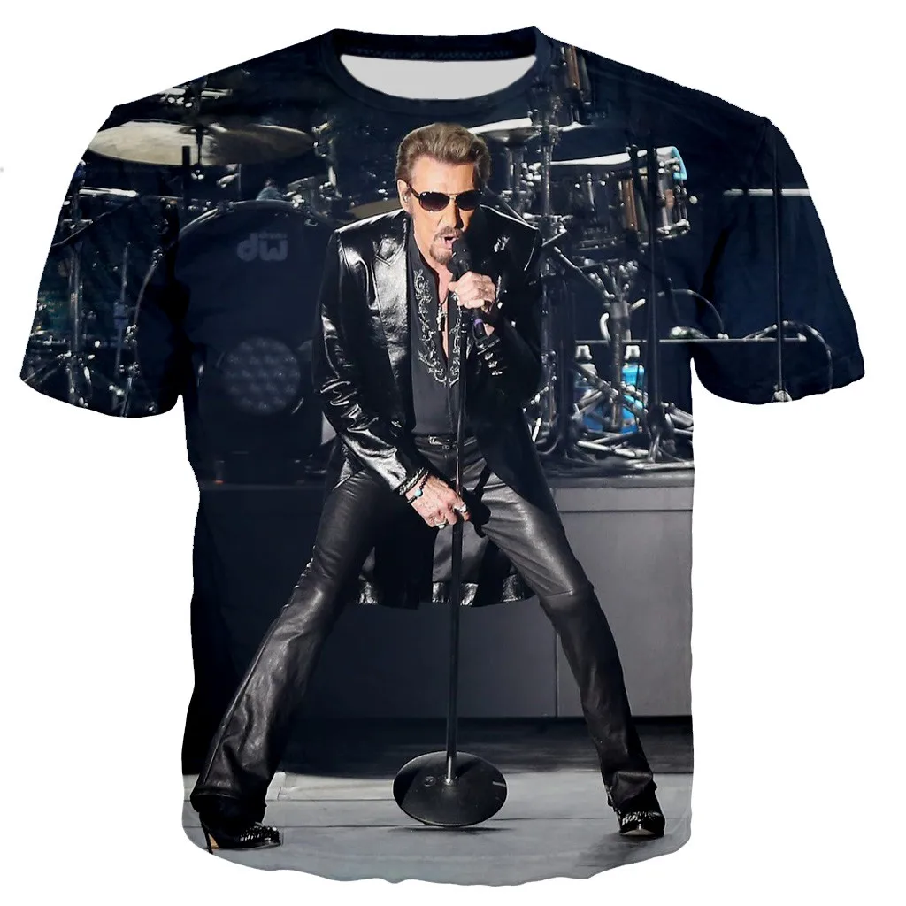 Johnny Hallyday 3D Printed T-shirt Unisex Summer Fashion Casual Style T Shirt Men and Women Streetwear Oversized Tops Tees