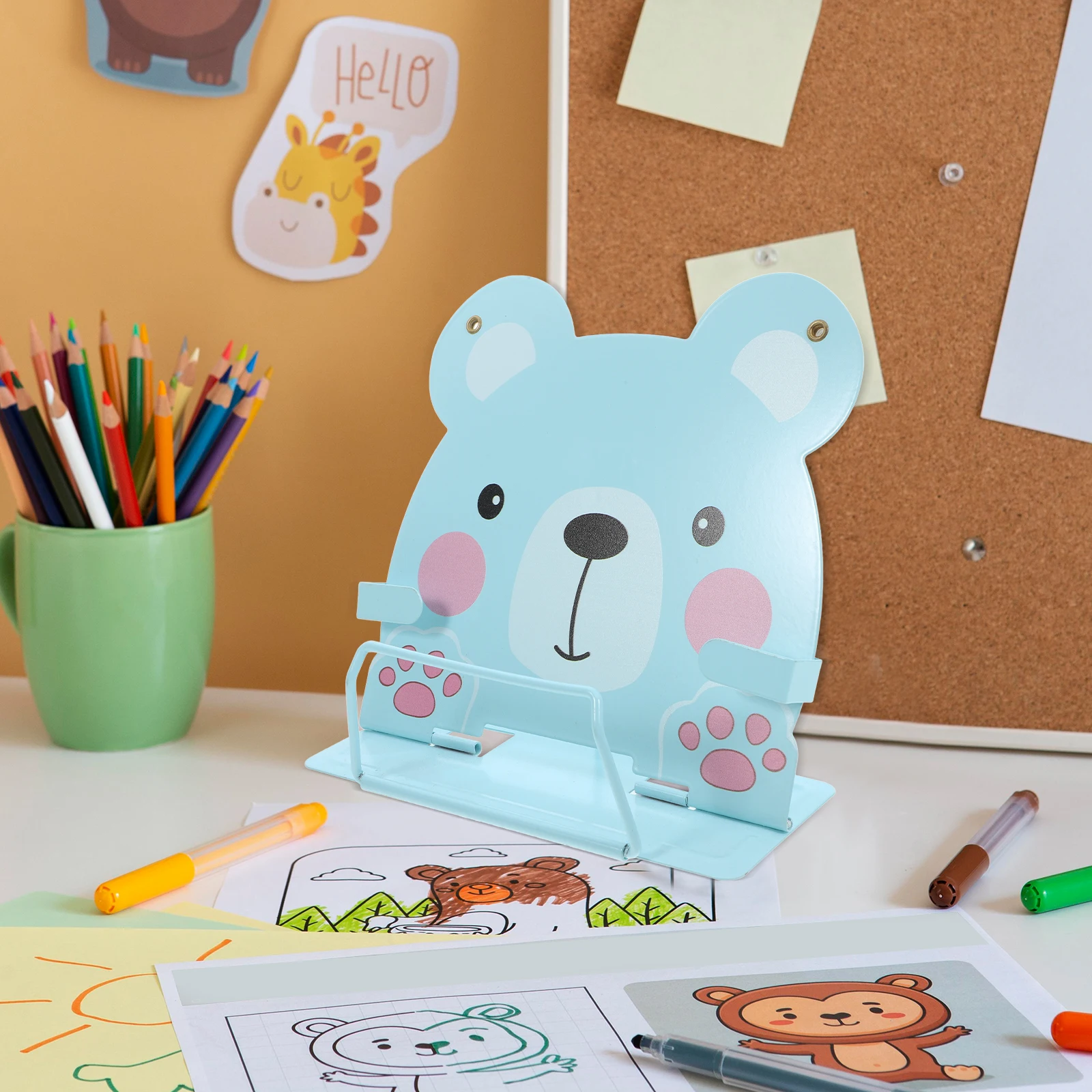 

Metal Kids Holder Cartoon Animal Design Adjustable Desktop Reading Lightweight Portable Bookstand For Travel Book