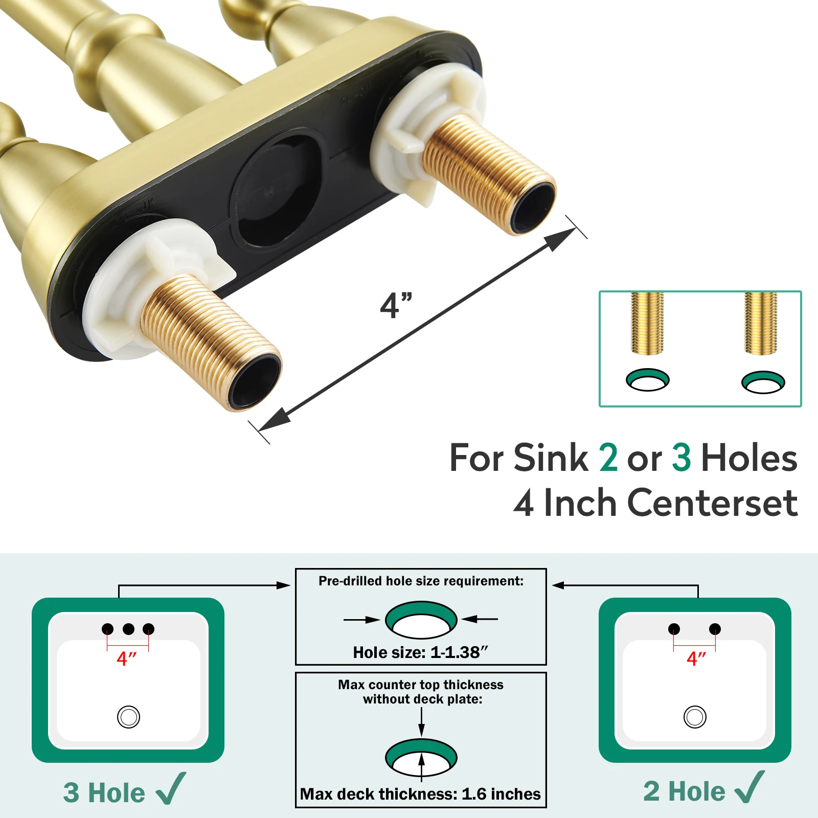 4 Inch 3 Hole Widespread Bathtub Faucet Hand Shower Bathroom Faucet With Pop-up Drain
