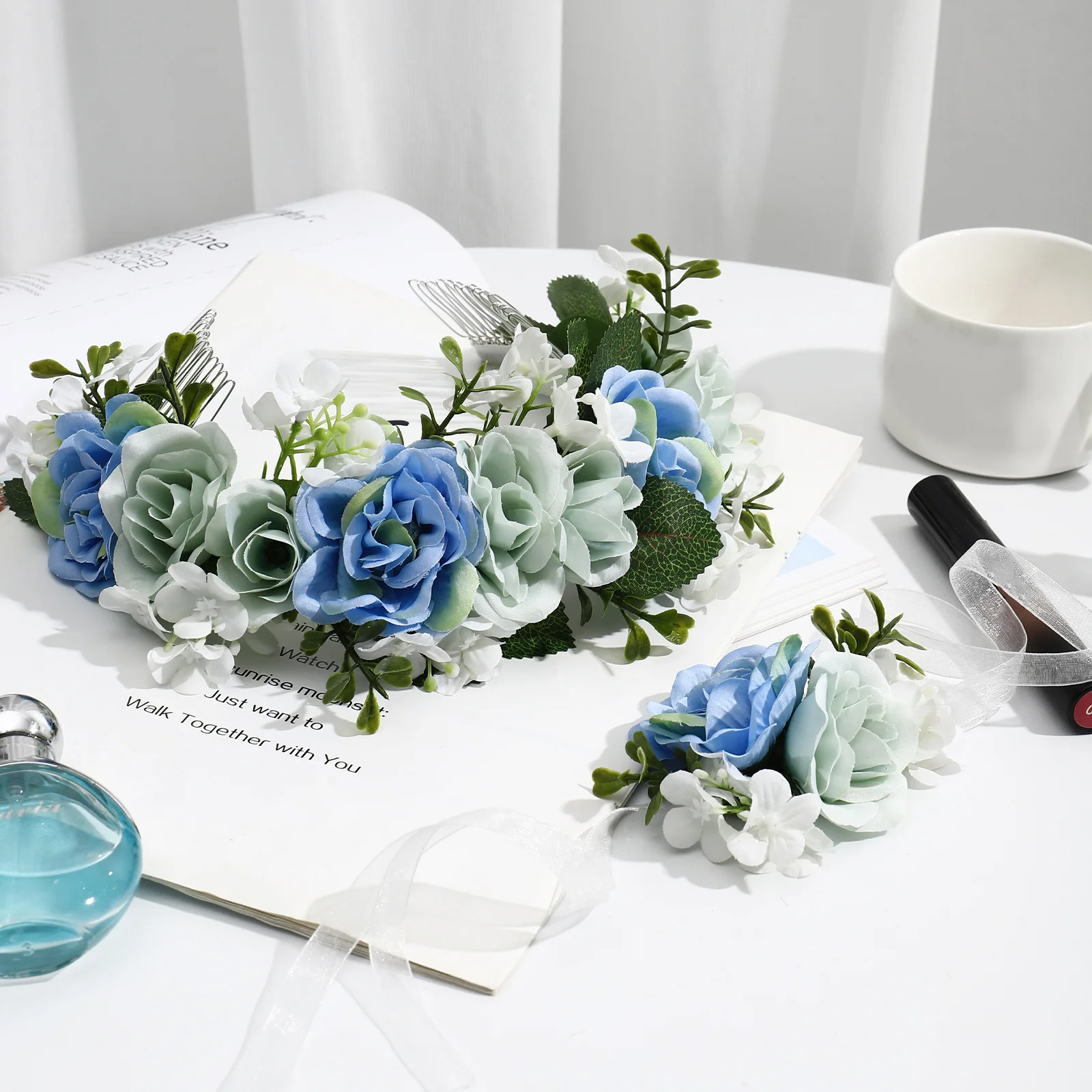 

1 set 1 Set Flower Wreath Bracelet For Women Girls Artificial Hair Accessories Bright Long Lasting Wedding Pool Gift