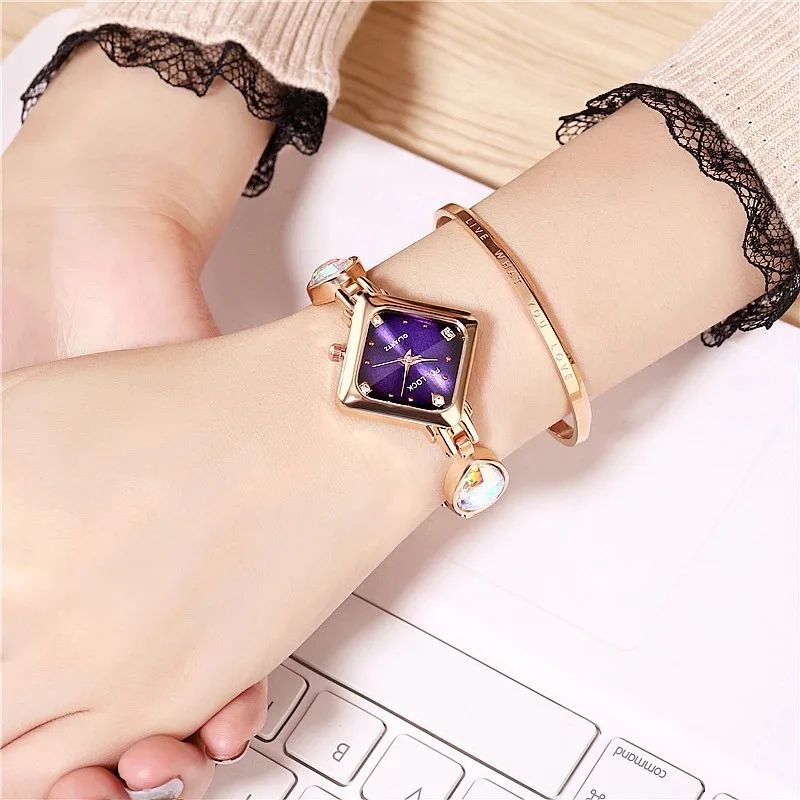 UTHAI W50 Watch For Women Original Genuine Diamond Korean version Ladies Fashion Quartz Watches Girl Bracelet Wristwatch