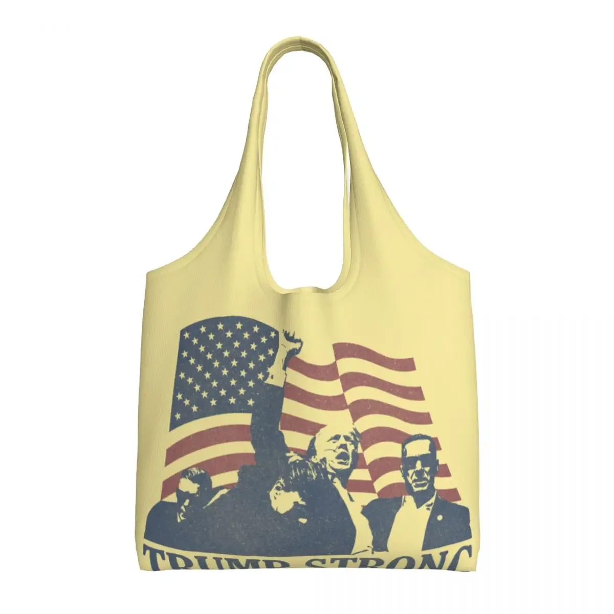 Custom Fashion Print Trump Will Be Back Tote Shopping Bags Reusable Canvas Shoulder Shopper American USA Handbag